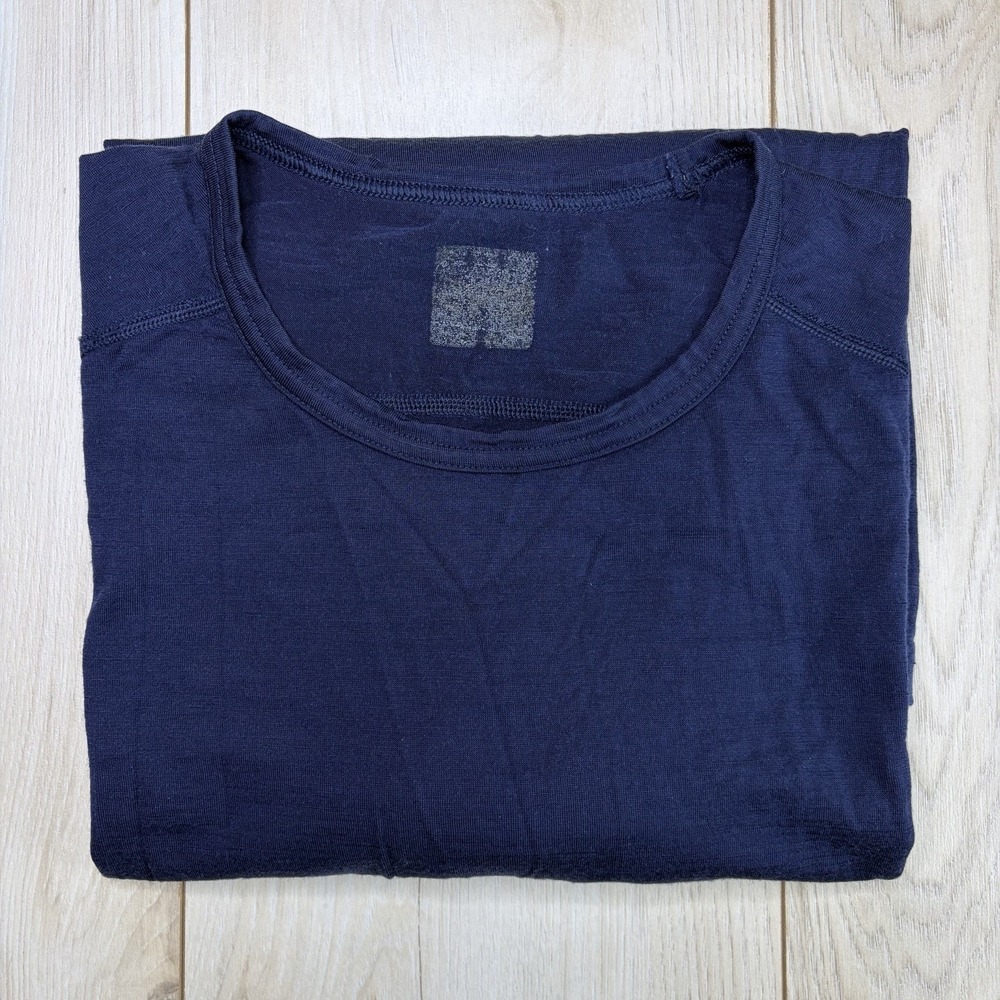 Icebreaker Merino Wool T-Shirt Mens Large Navy Blue Long Sleeve Tee Athletic